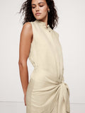 Viscose-Linen Twisted Shirt Dress - Natural Beige