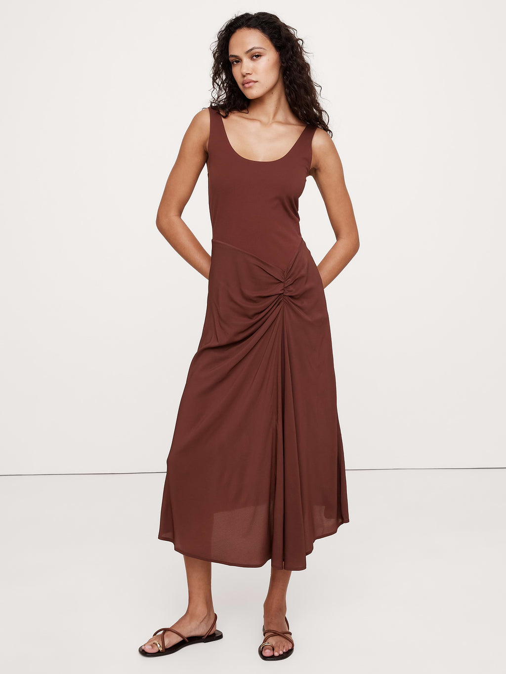 Knit Midi Dress - Deep Brick Red