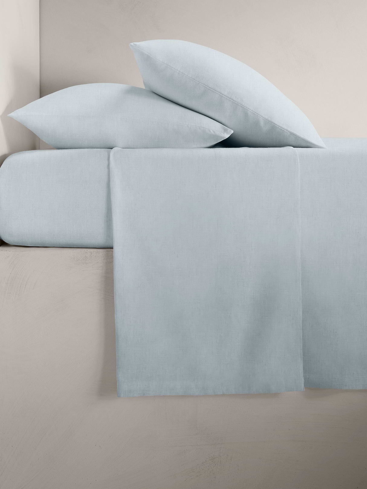 Fine Linen Flat Sheet - Sky Blue