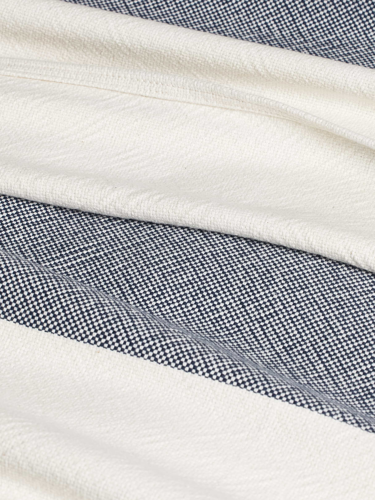 Wide-Stripe Cotton Blanket - Indigo Blue