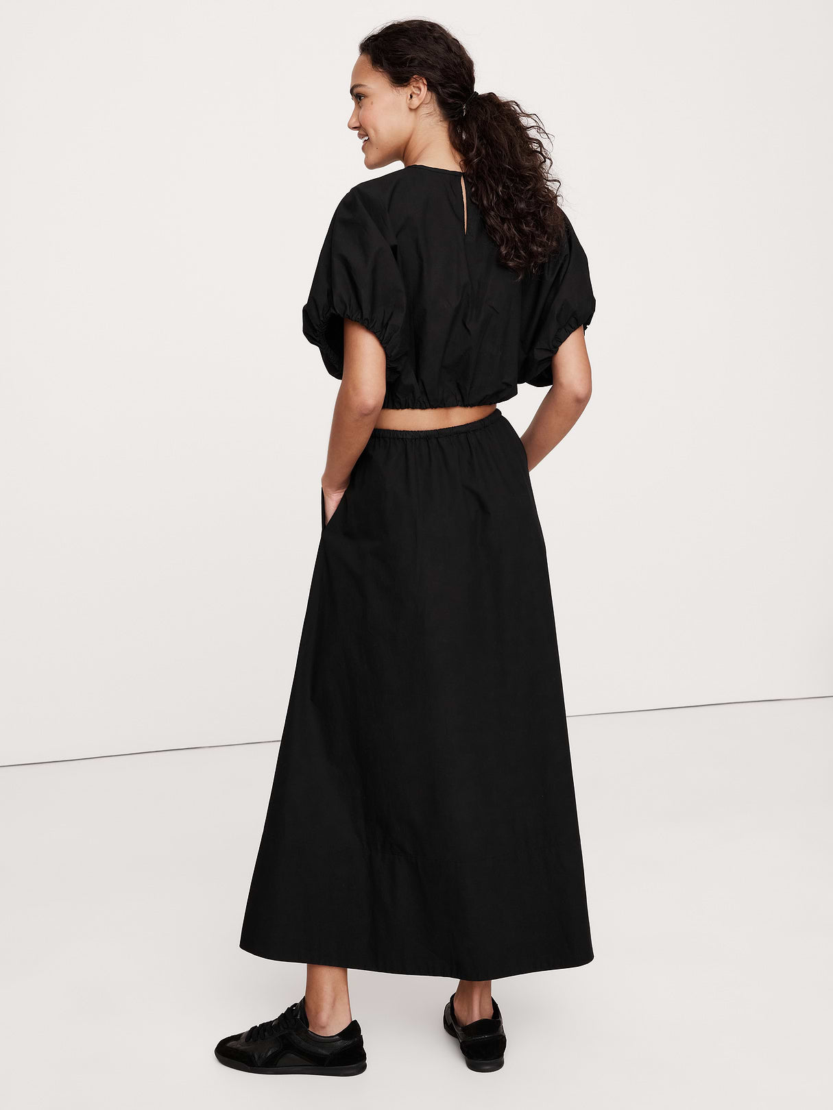 Cotton Poplin Maxi Skirt - Black