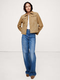 Relaxed Suede Trucker Jacket - Tan