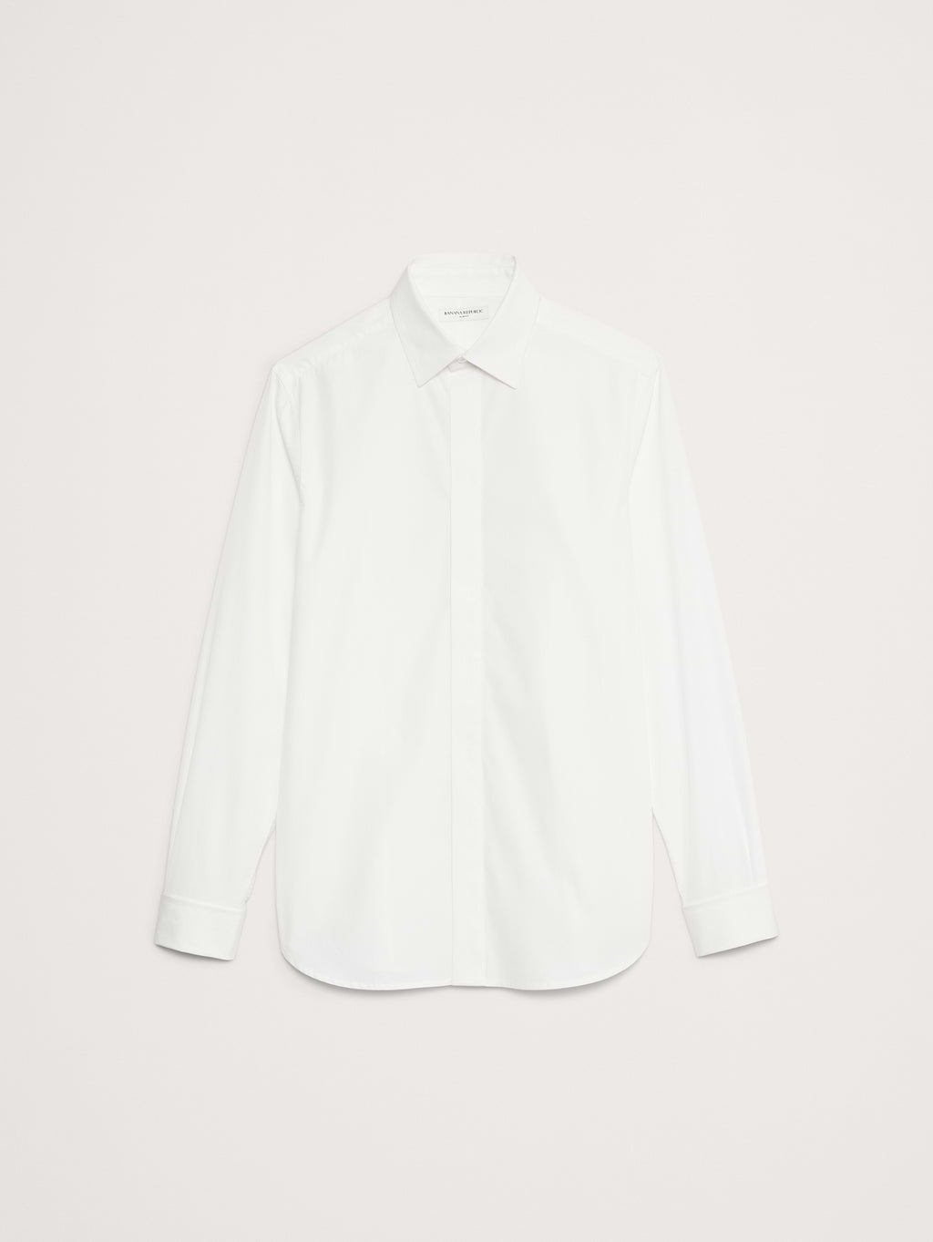 Slim-Fit Cotton Poplin Tuxedo Shirt with Spread Collar - White