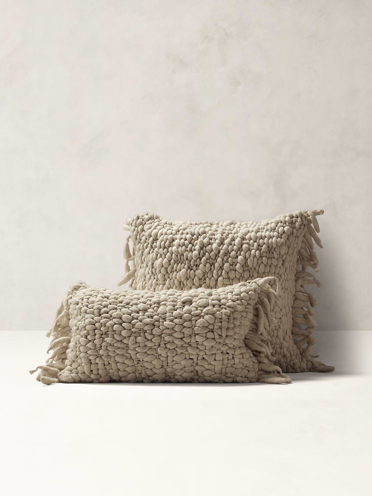 Hand-Carded Merino Pillow - Oyster Off-White