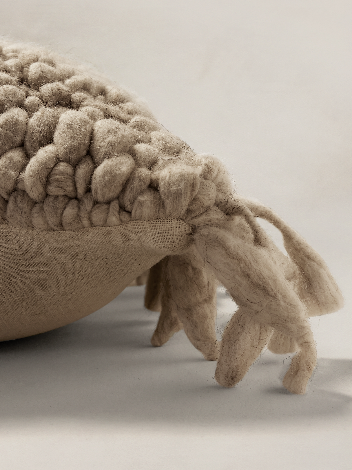 Hand-Carded Merino Pillow - Oatmeal