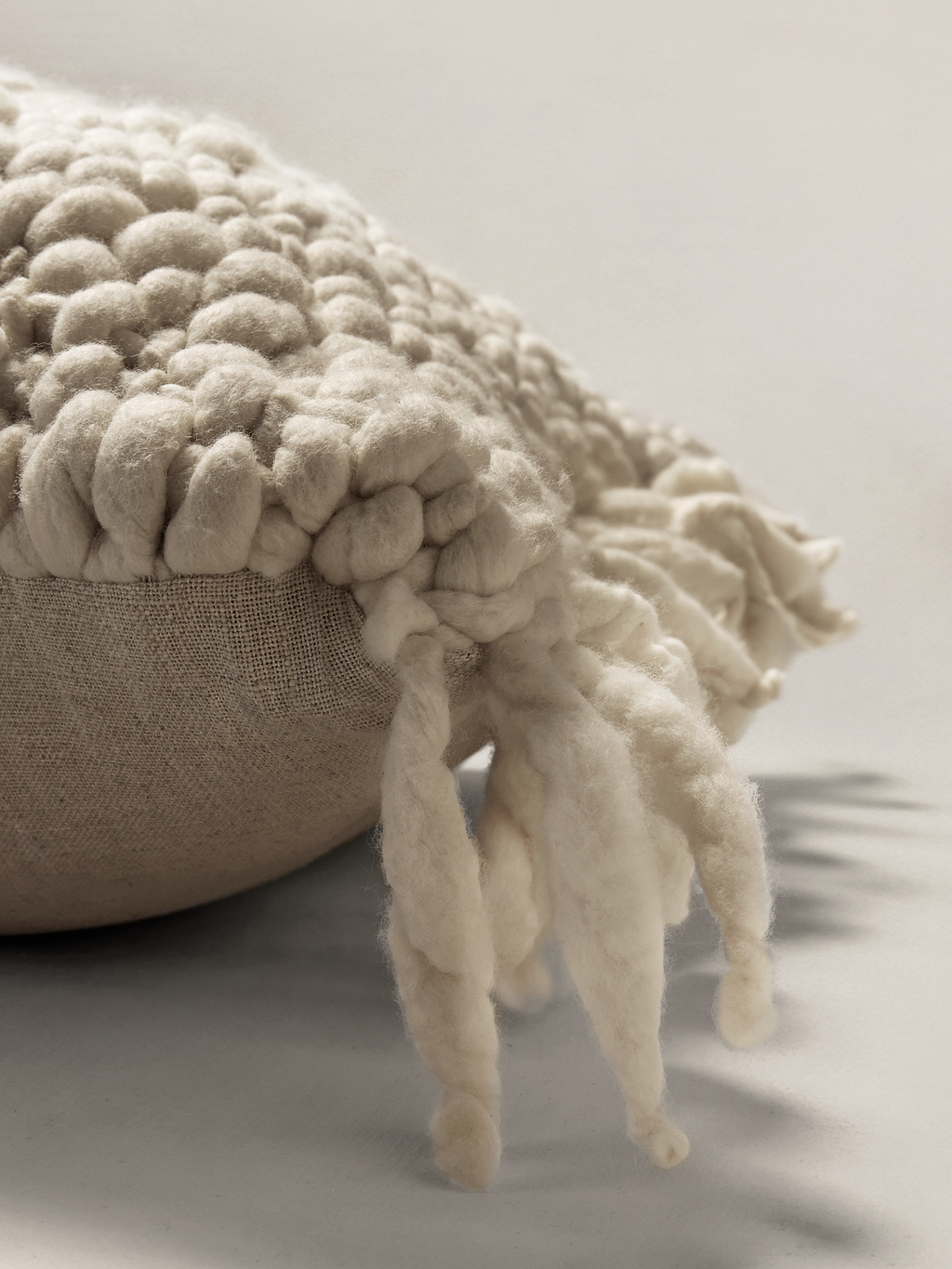 Hand-Carded Merino Pillow - Oyster Off-White