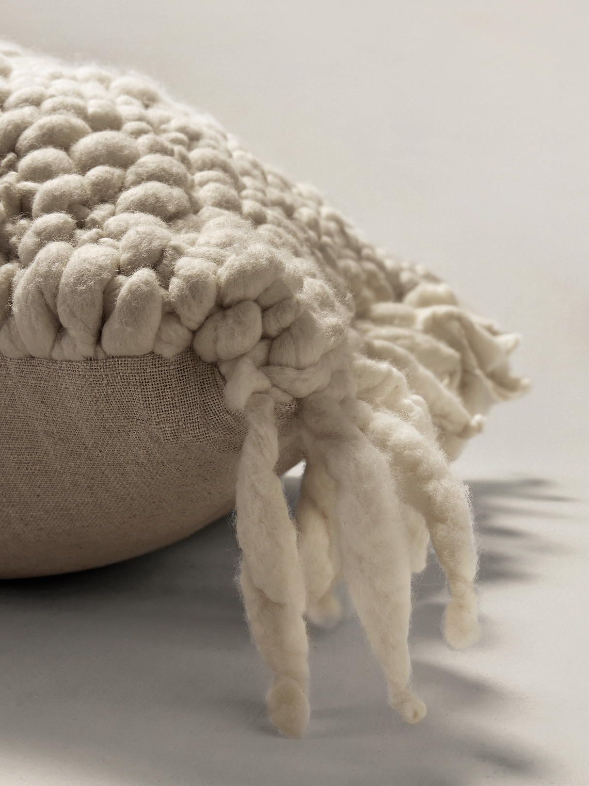 Hand-Carded Merino Pillow - Oyster Off-White