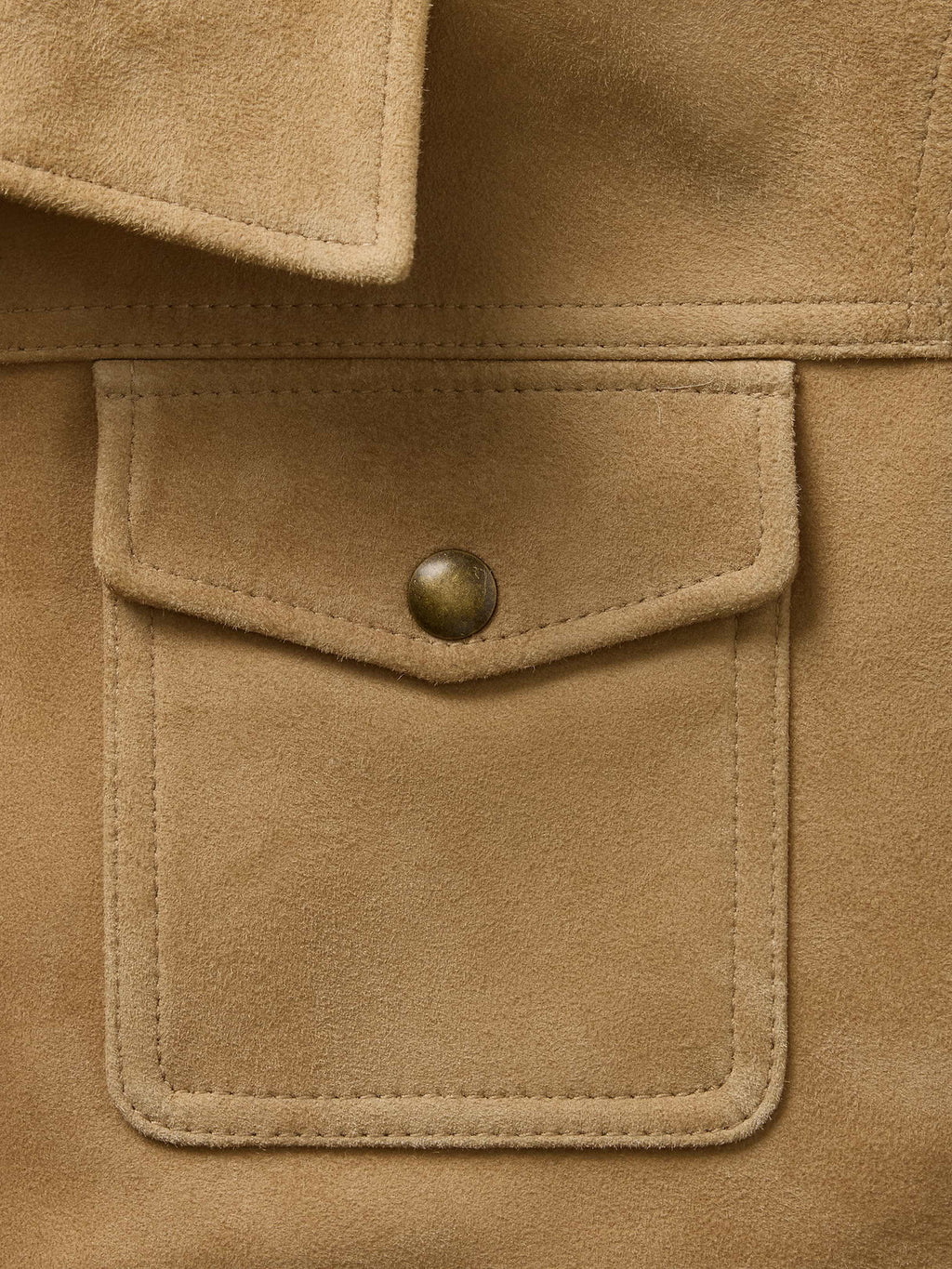 Relaxed Suede Trucker Jacket - Tan