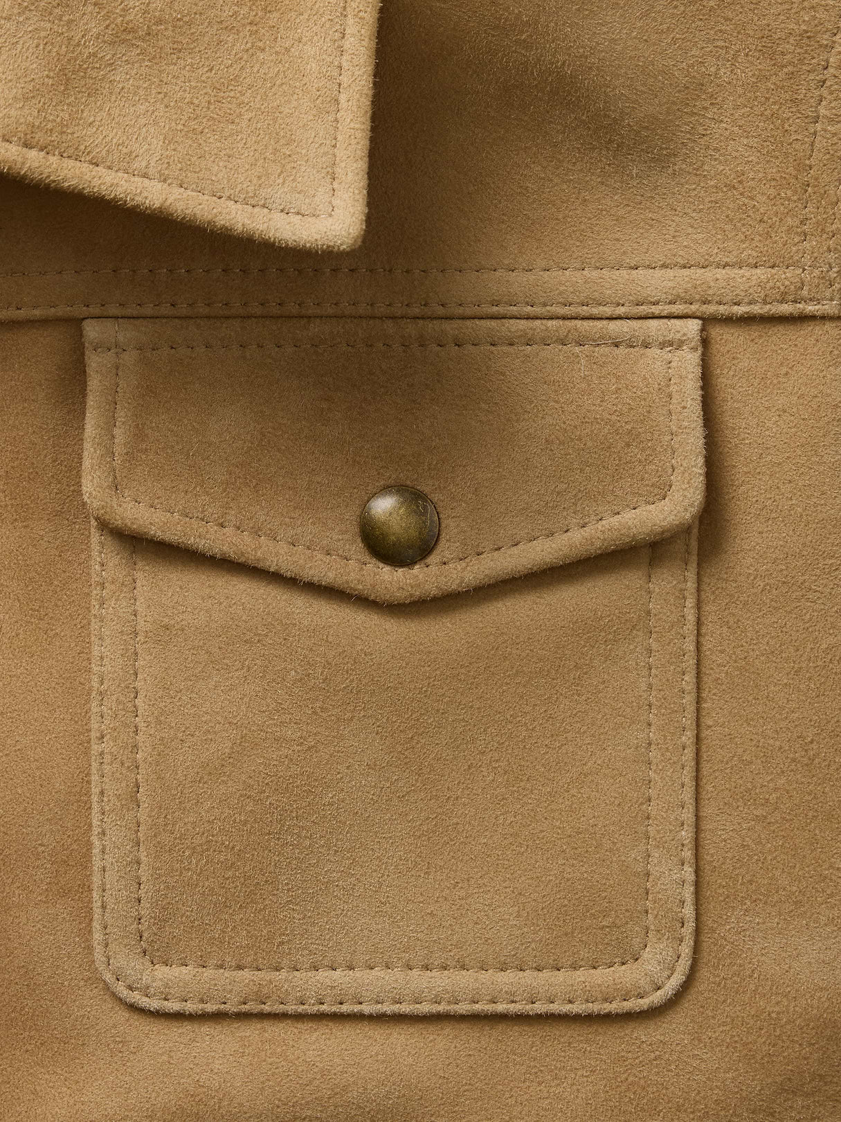 Relaxed Suede Trucker Jacket - Tan