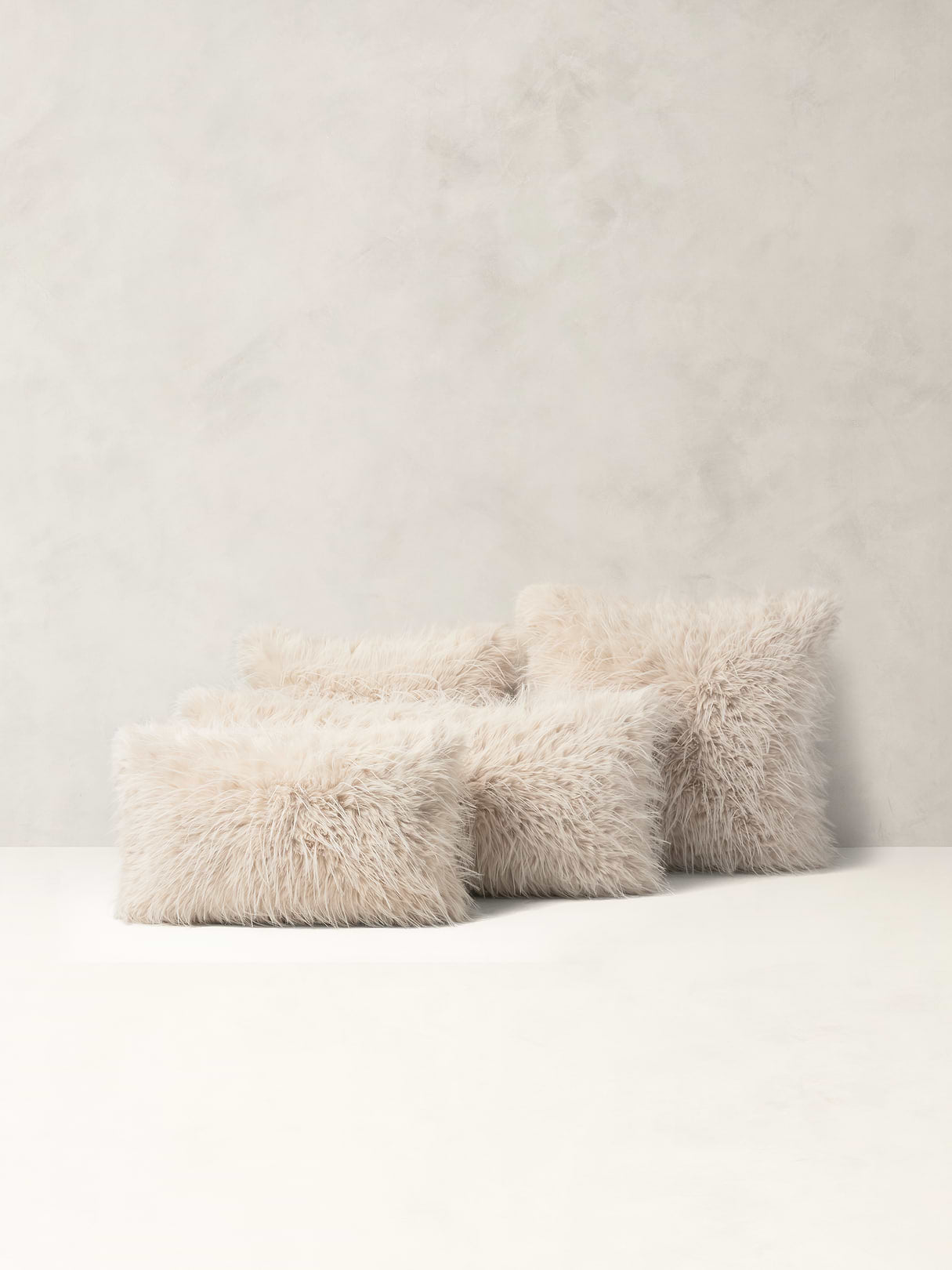 Tipped Faux Fur Pillow - Oyster Off-White
