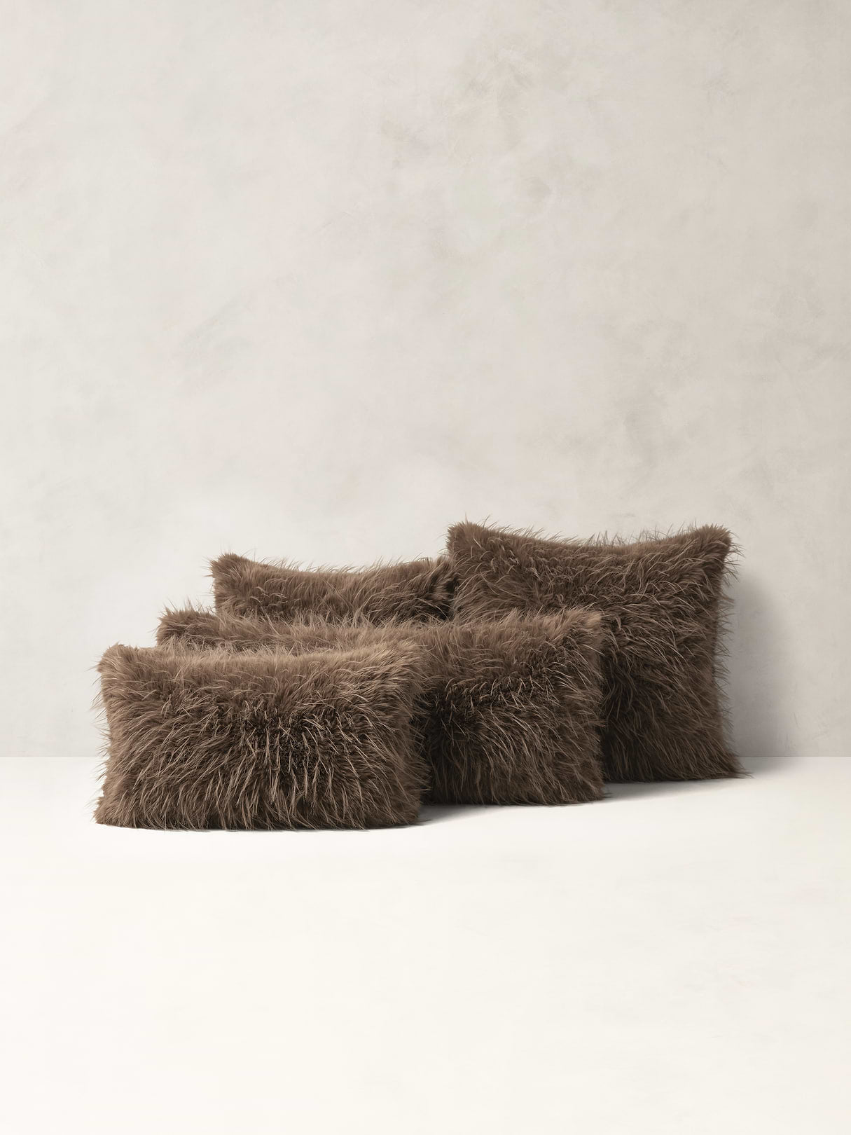 Tipped Faux Fur Pillow - Truffle