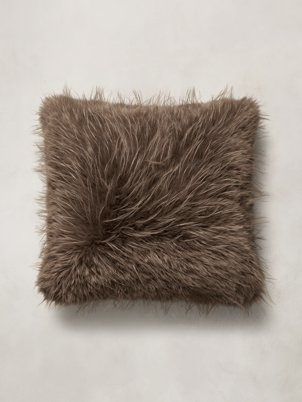 Tipped Faux Fur Pillow - Truffle