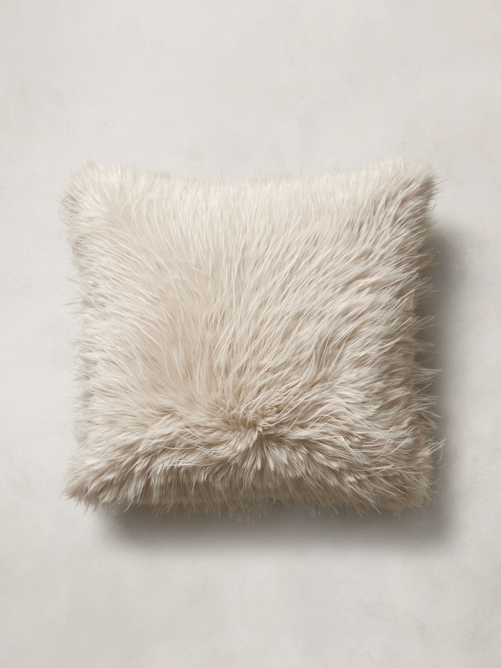 Tipped Faux Fur Pillow - Oyster Off-White