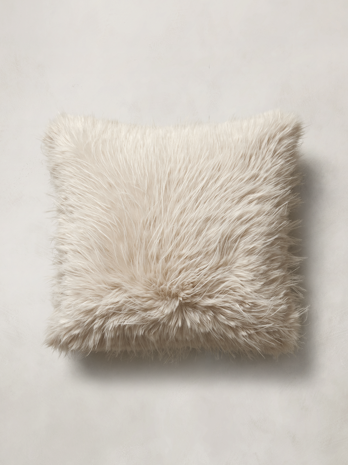 Tipped Faux Fur Pillow - Oyster Off-White