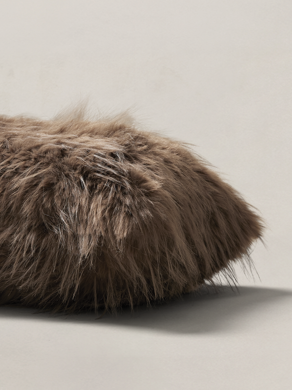 Tipped Faux Fur Pillow - Truffle