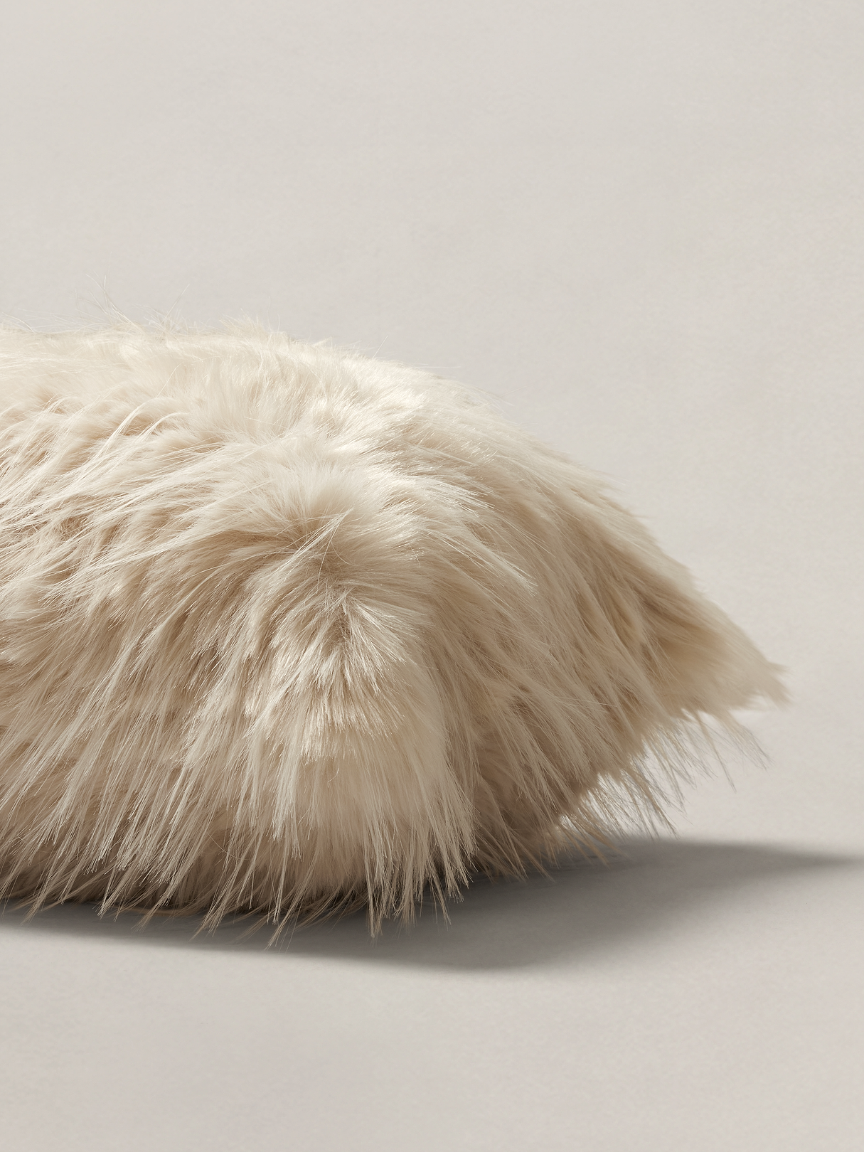 Tipped Faux Fur Pillow - Oyster Off-White