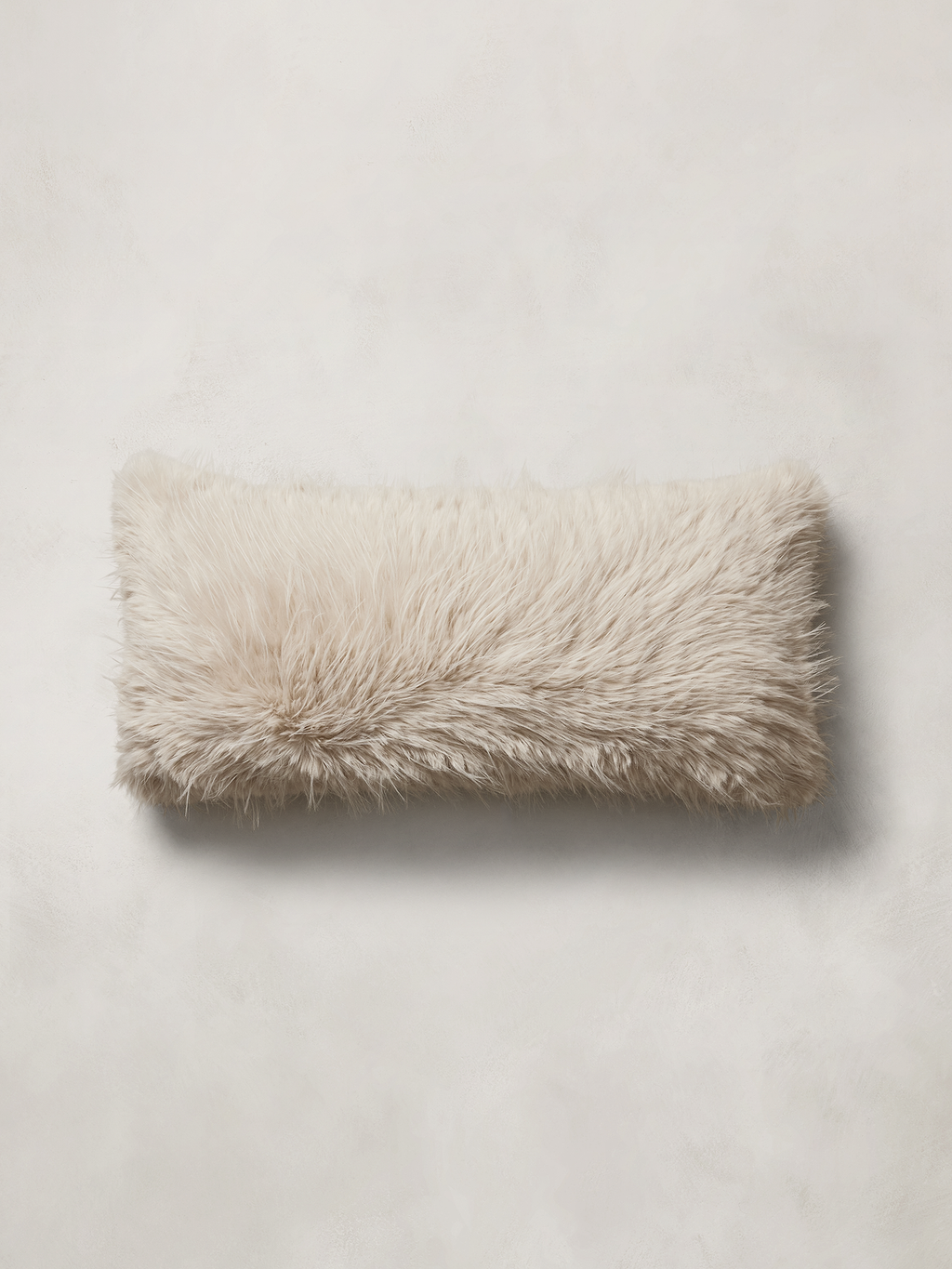Tipped Faux Fur Pillow - Oyster Off-White