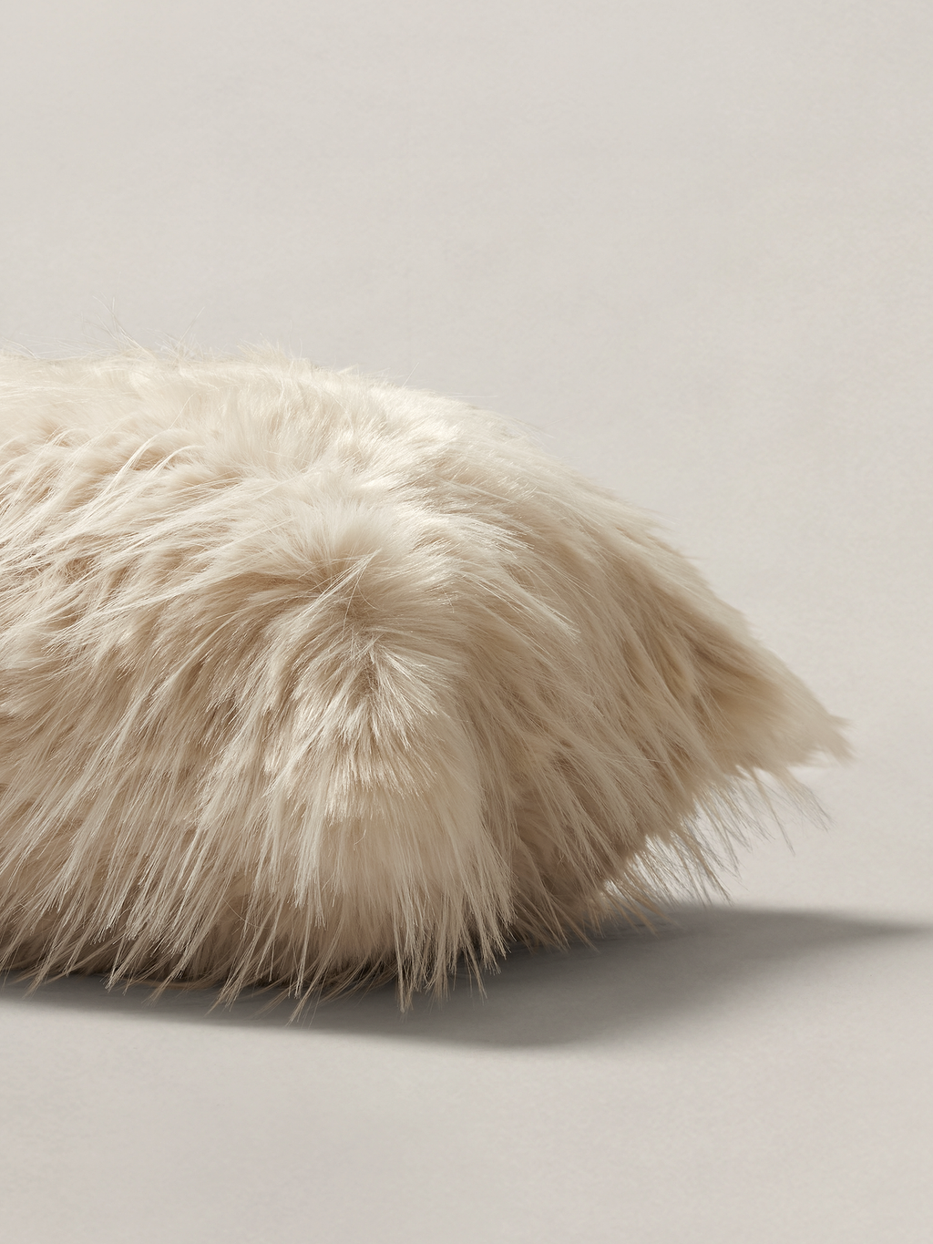 Tipped Faux Fur Pillow - Oyster Off-White