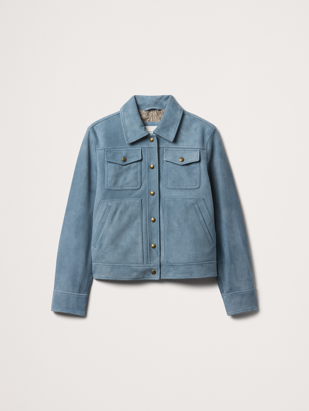 Relaxed Suede Trucker Jacket - Cerulean Blue