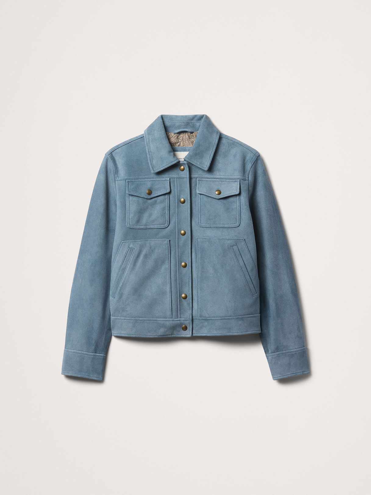 Relaxed Suede Trucker Jacket - Cerulean Blue