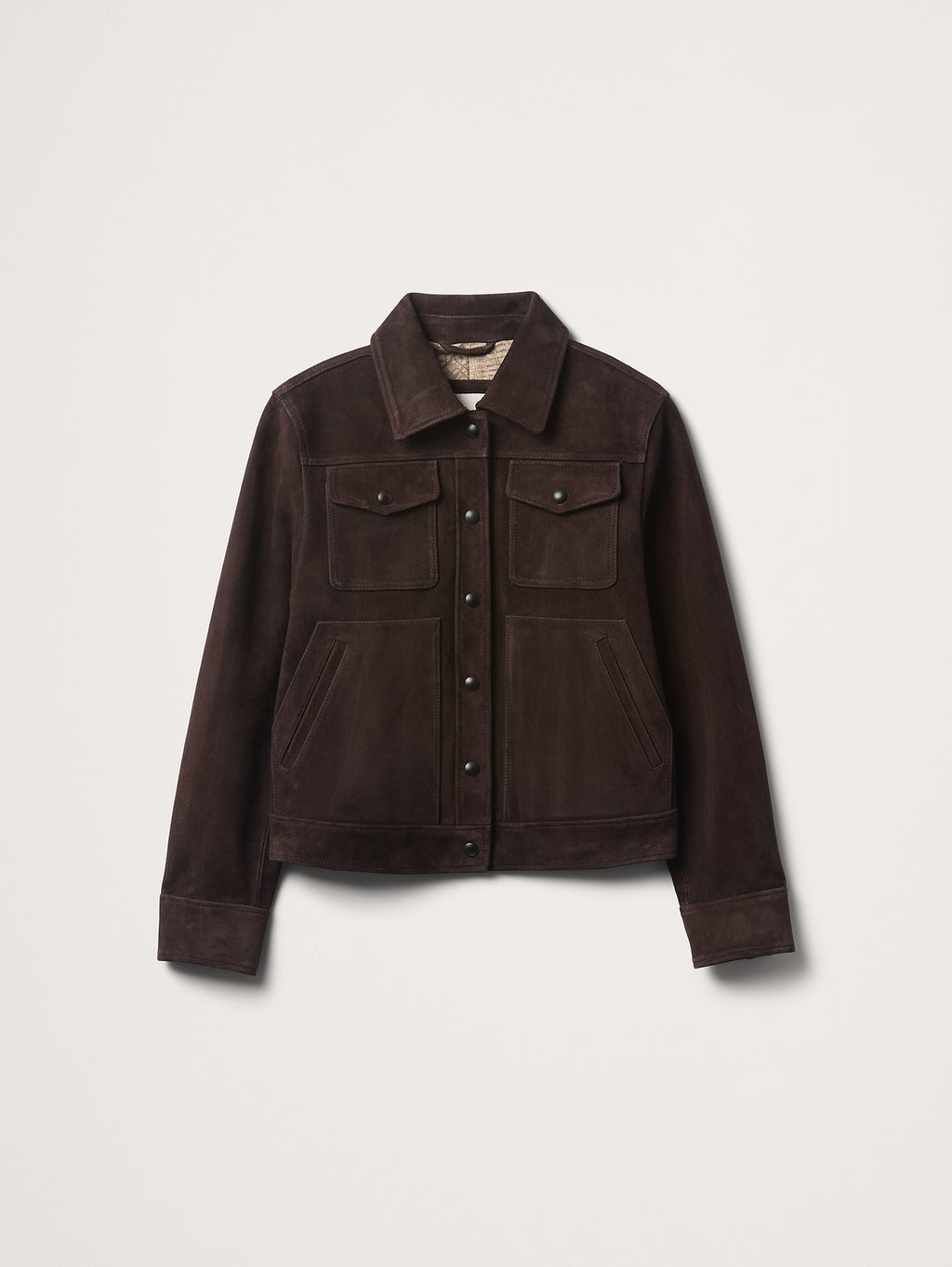 Relaxed Suede Trucker Jacket - Chocolate Brown
