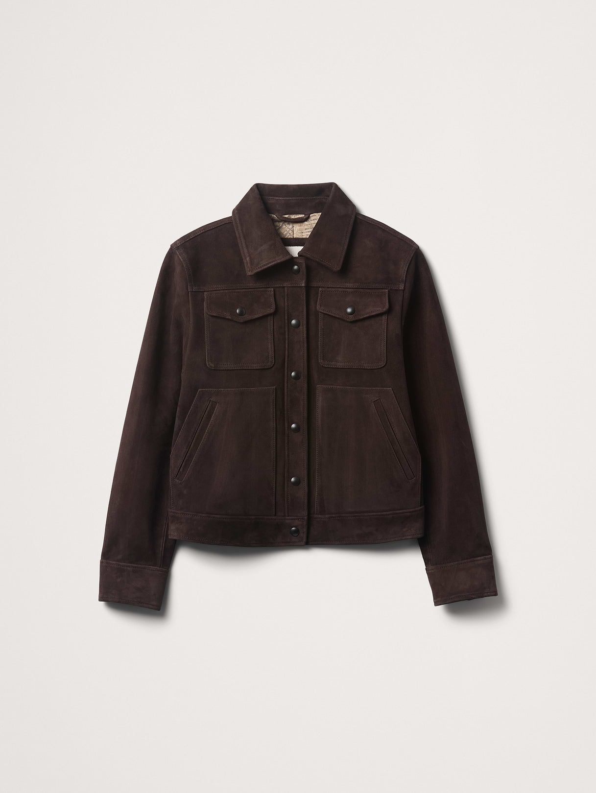 Relaxed Suede Trucker Jacket - Chocolate Brown
