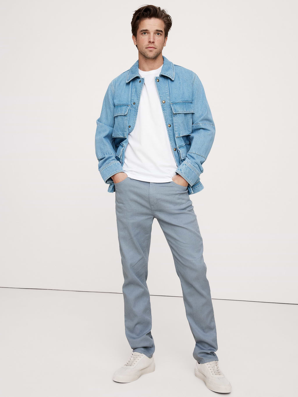 Slim Linen-Cotton Traveler Pant - Blue Gray