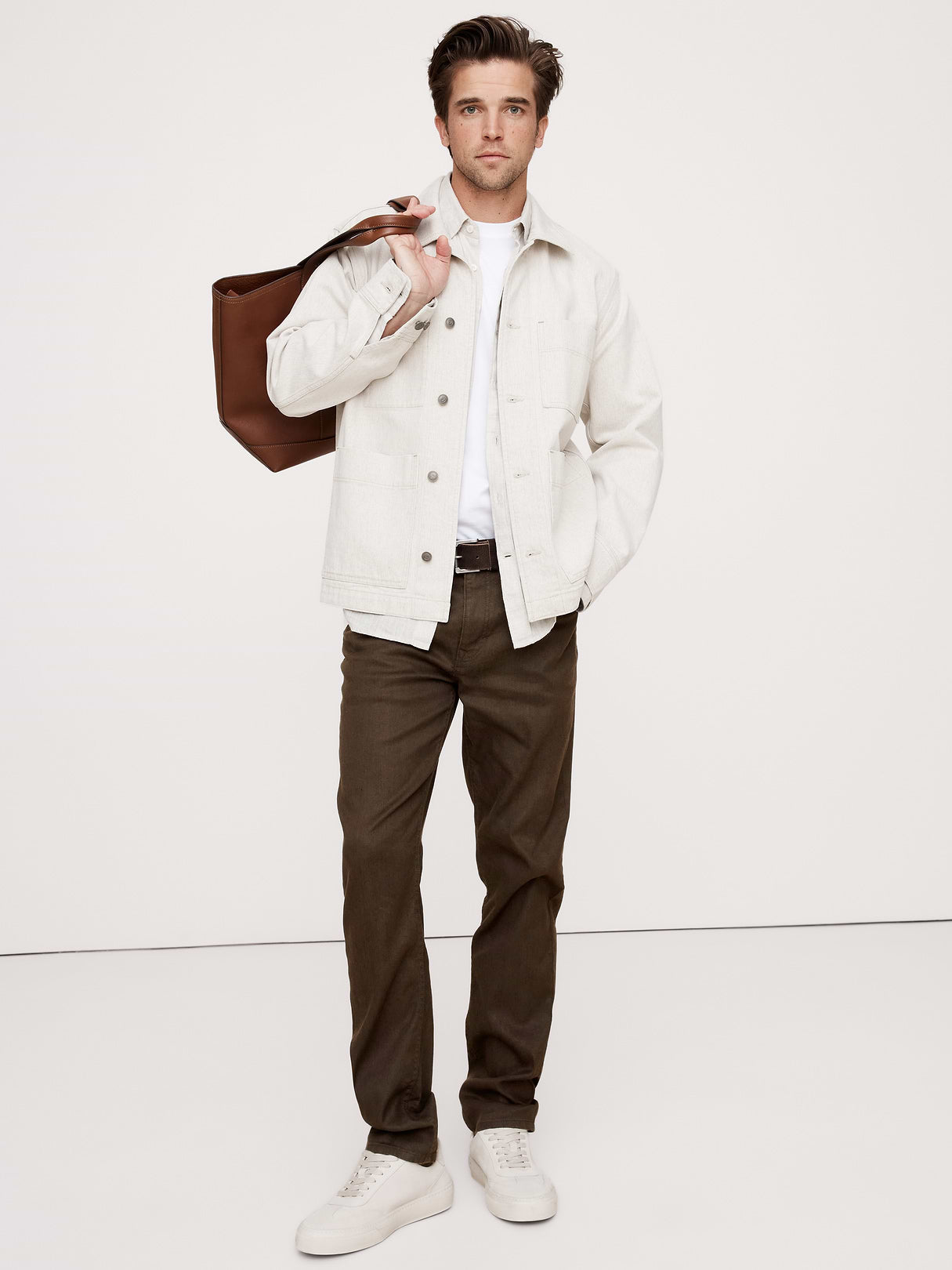 Slim Linen-Cotton Traveler Pant - Brown