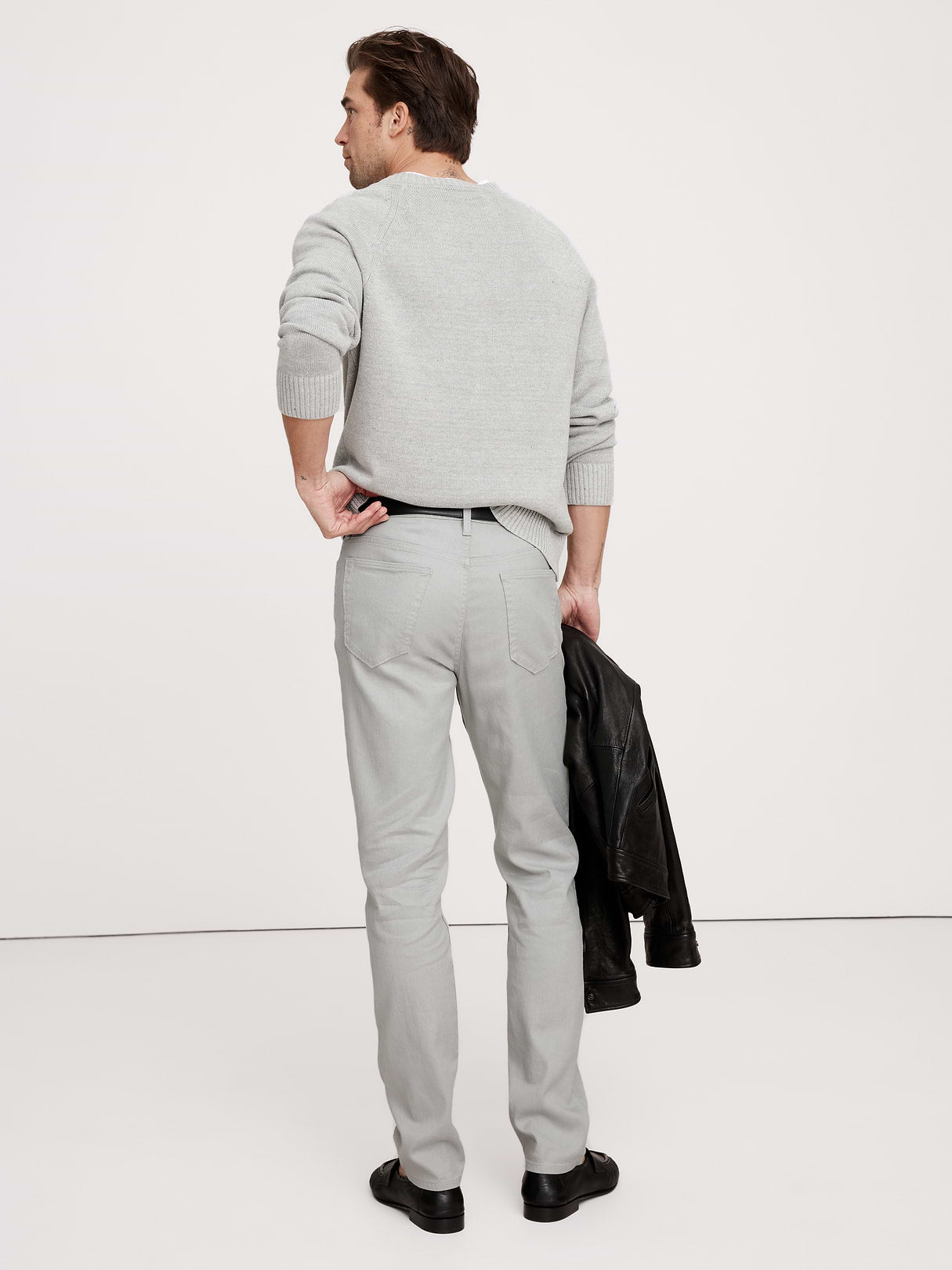 Slim Linen-Cotton Traveler Pant - Light Gray
