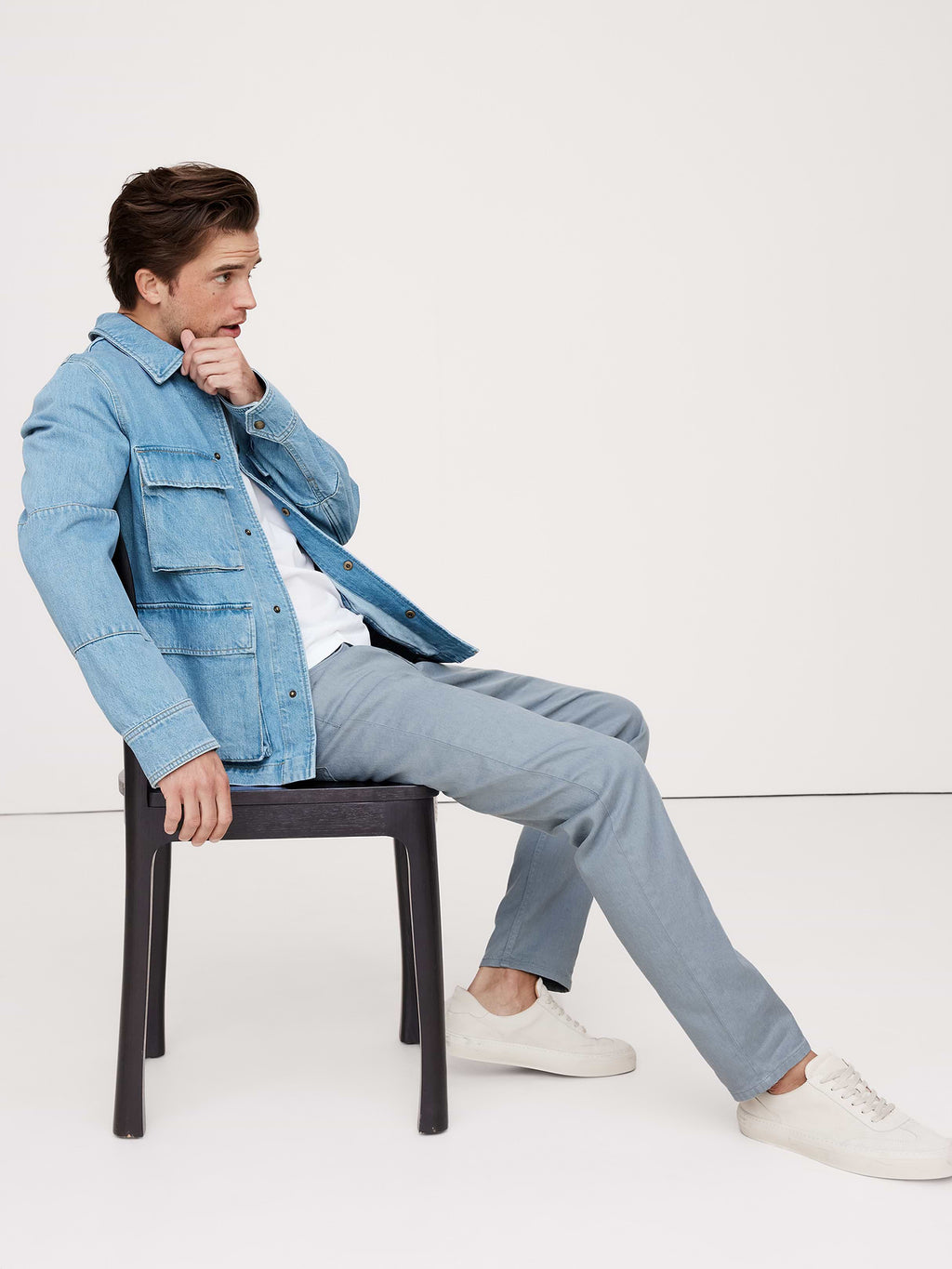 Slim Linen-Cotton Traveler Pant - Blue Gray