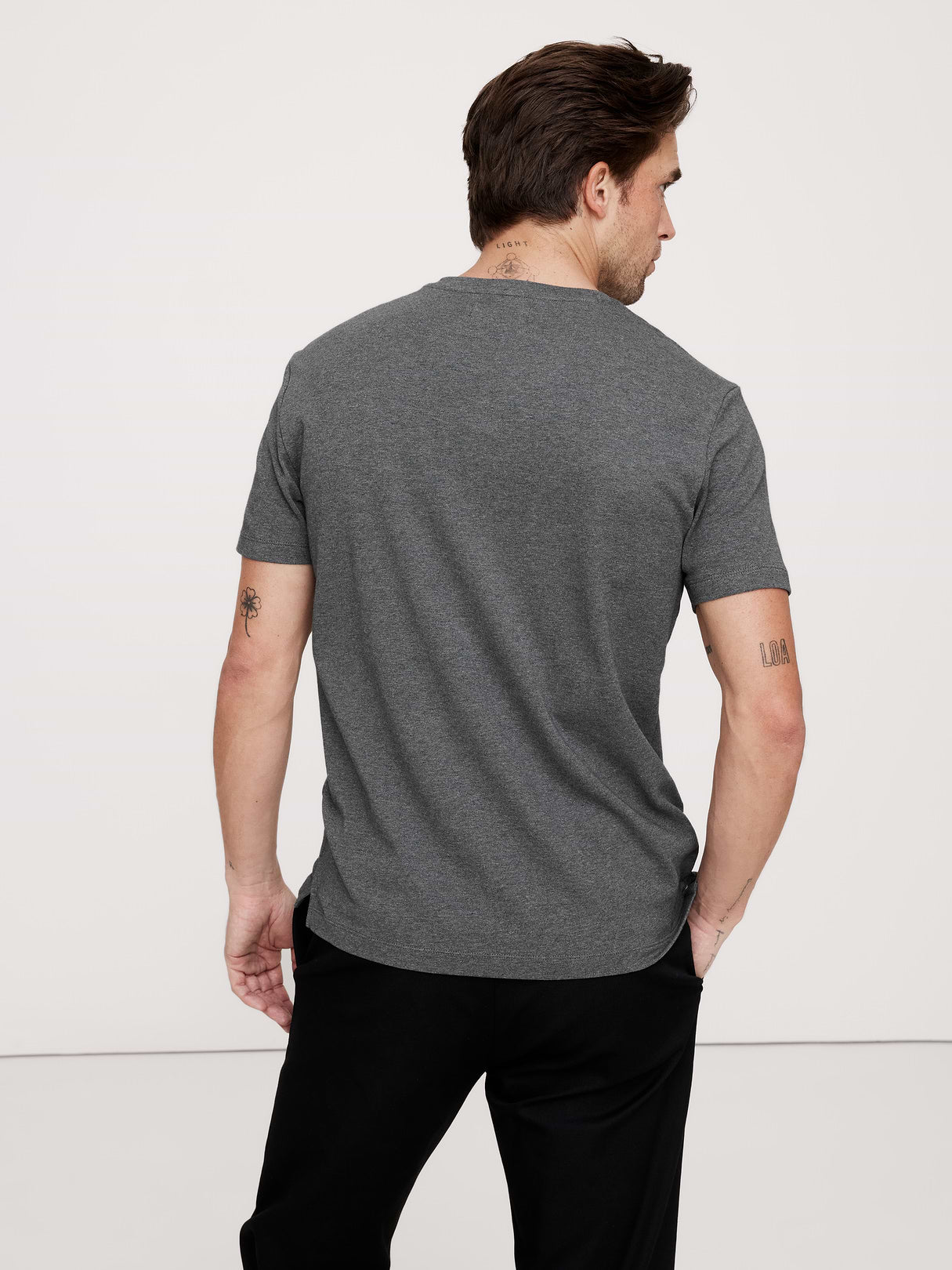 Luxury-Touch V-Neck T-Shirt - Dark Charcoal Gray