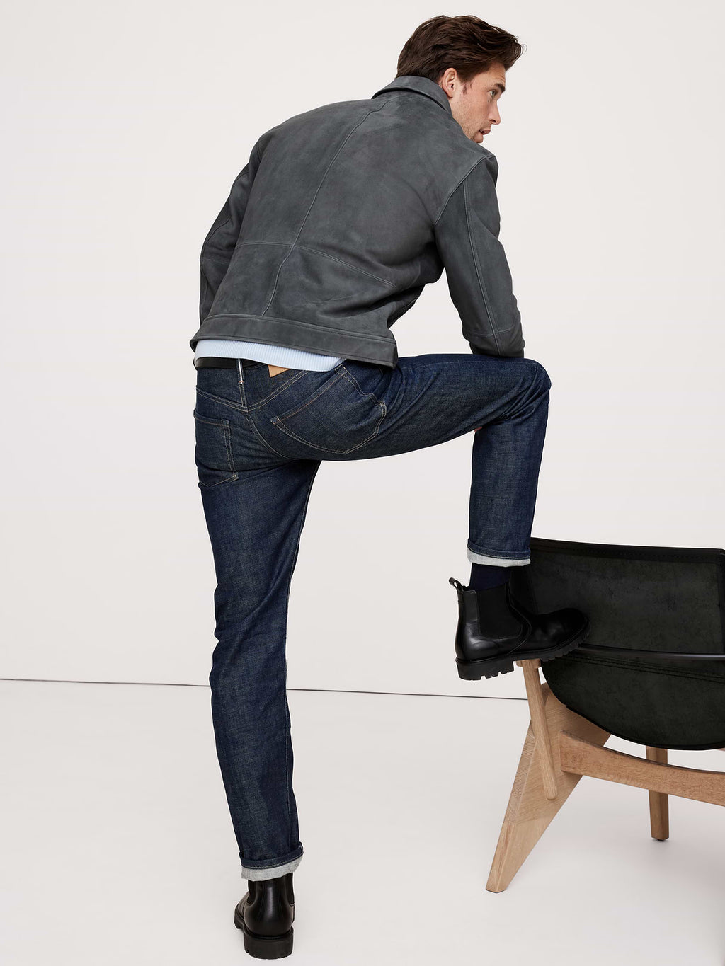 Suede Trucker Jacket - Cinders Gray