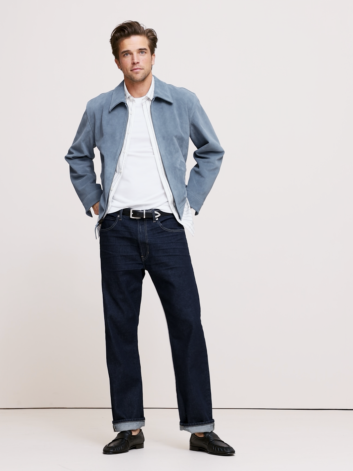 Suede Garage Jacket - Cerulean Blue