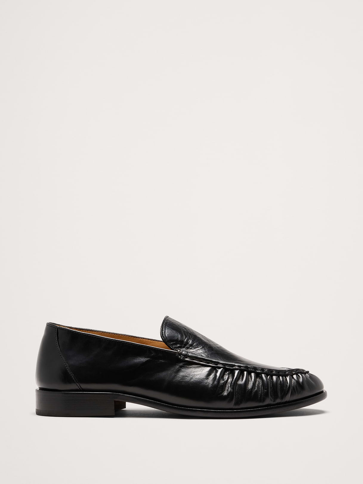 Leather Moc-Toe Loafer - Black