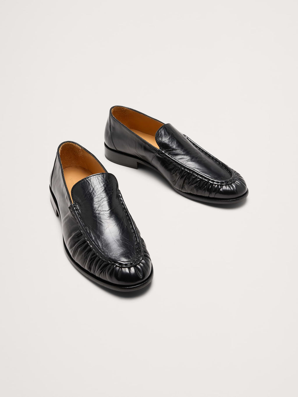 Leather Moc-Toe Loafer - Black