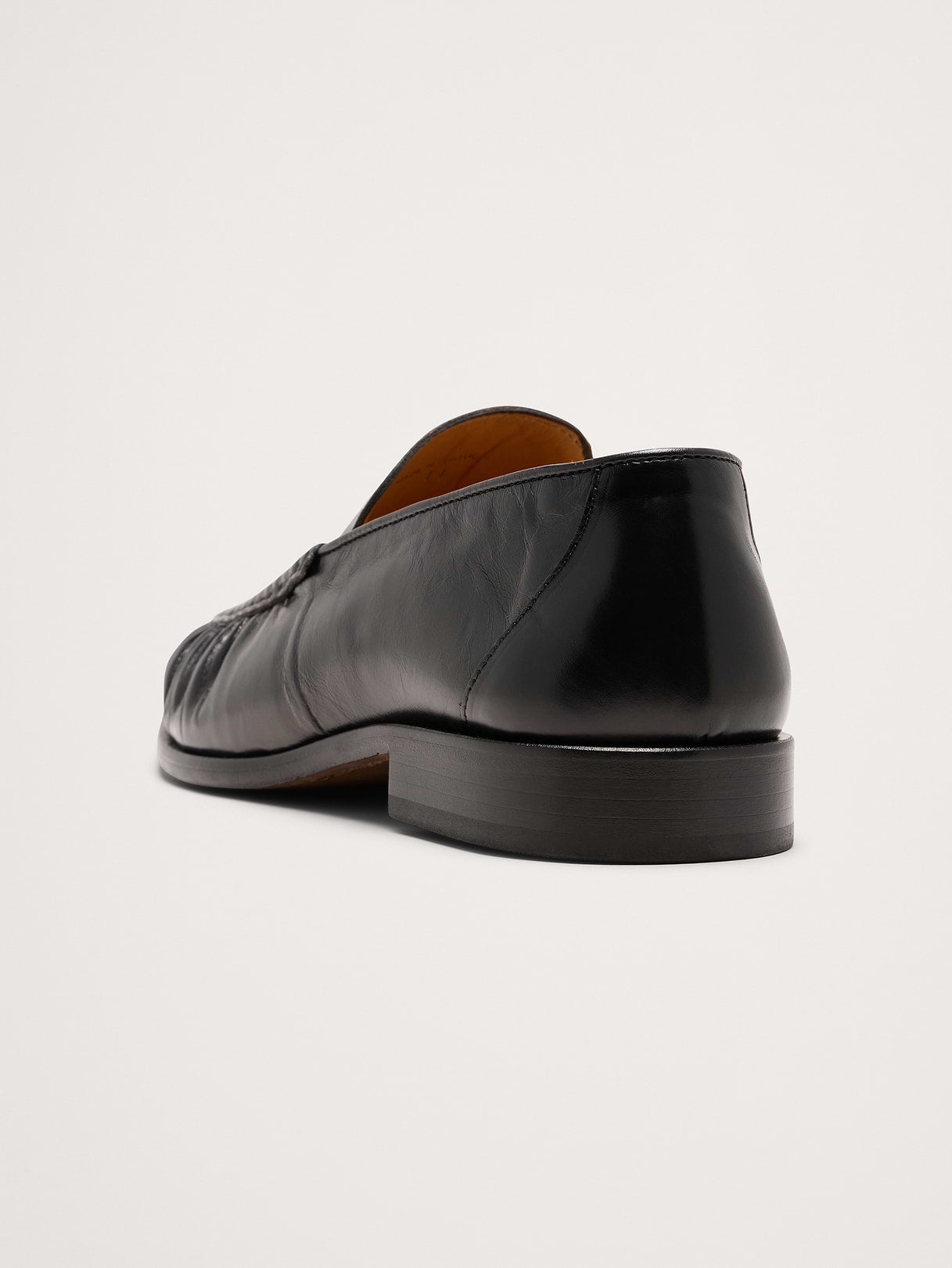 Leather Moc-Toe Loafer - Black