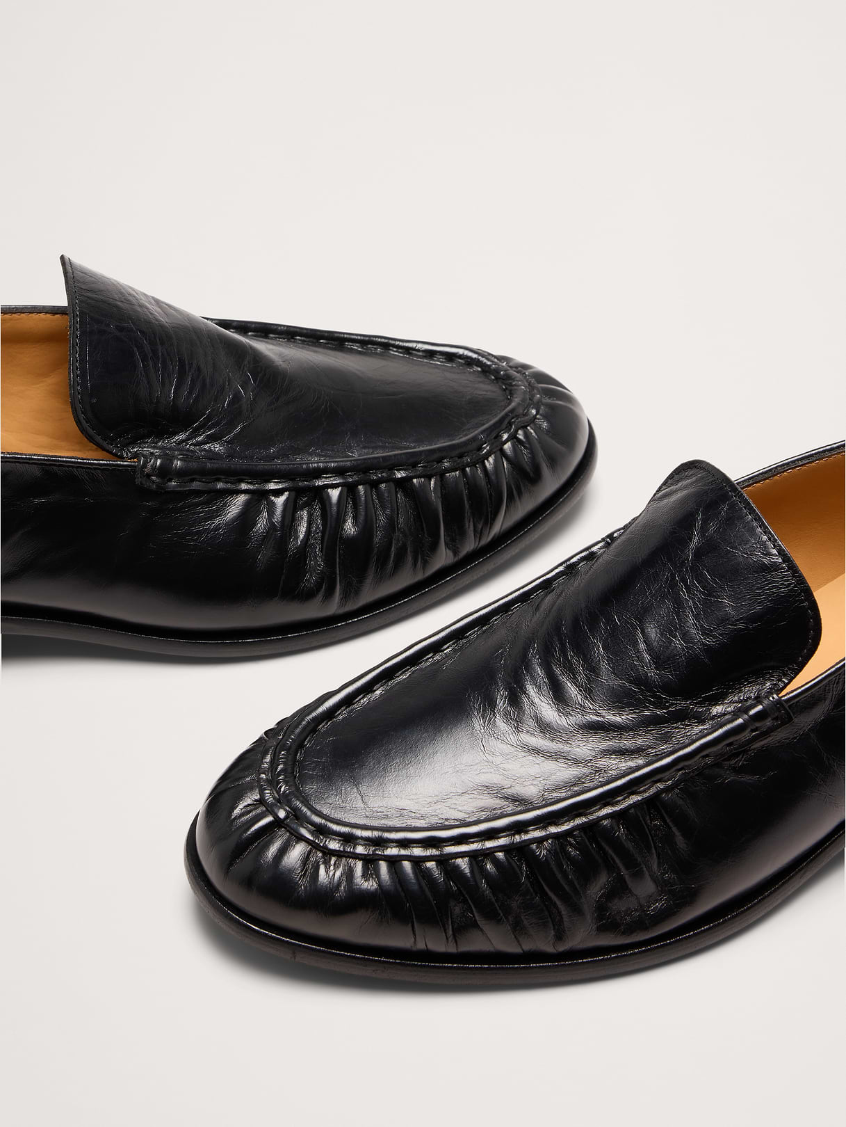 Leather Moc-Toe Loafer - Black