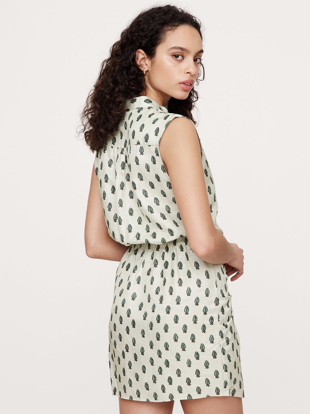 Viscose-Linen Twisted Shirt Dress - Etched Paisley