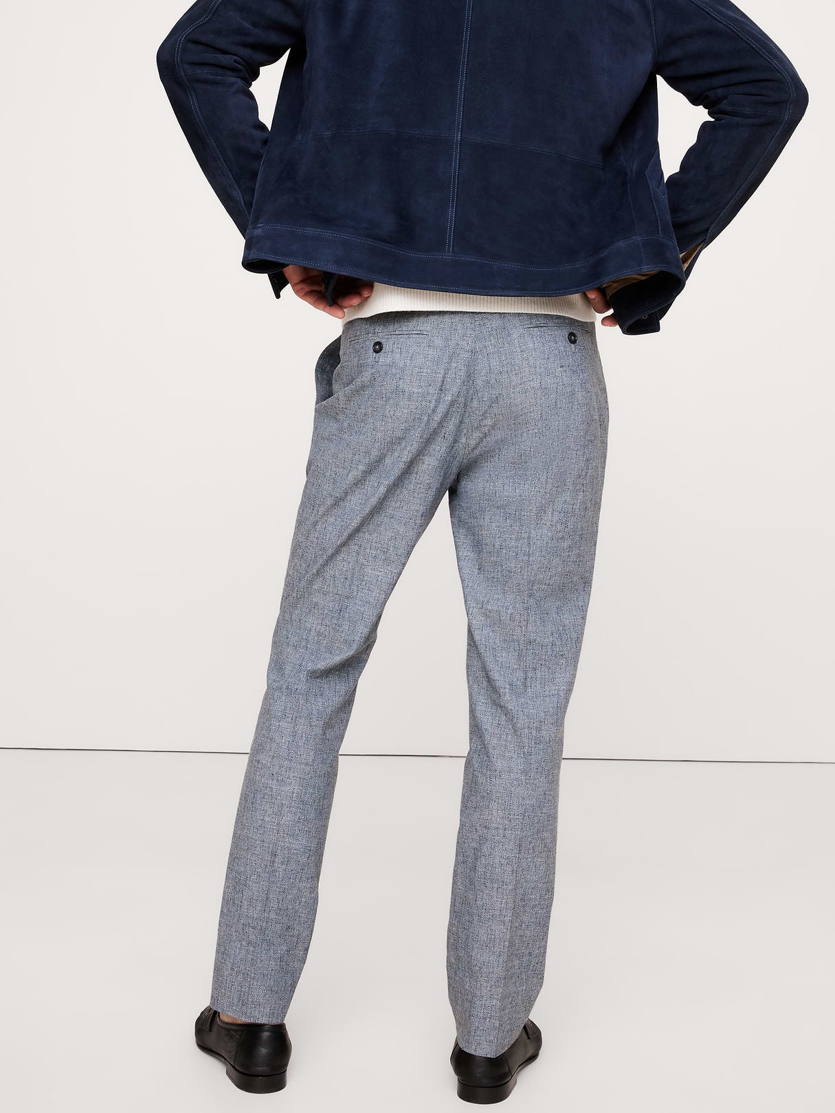 Cotton-Linen Suit Pant - Blue