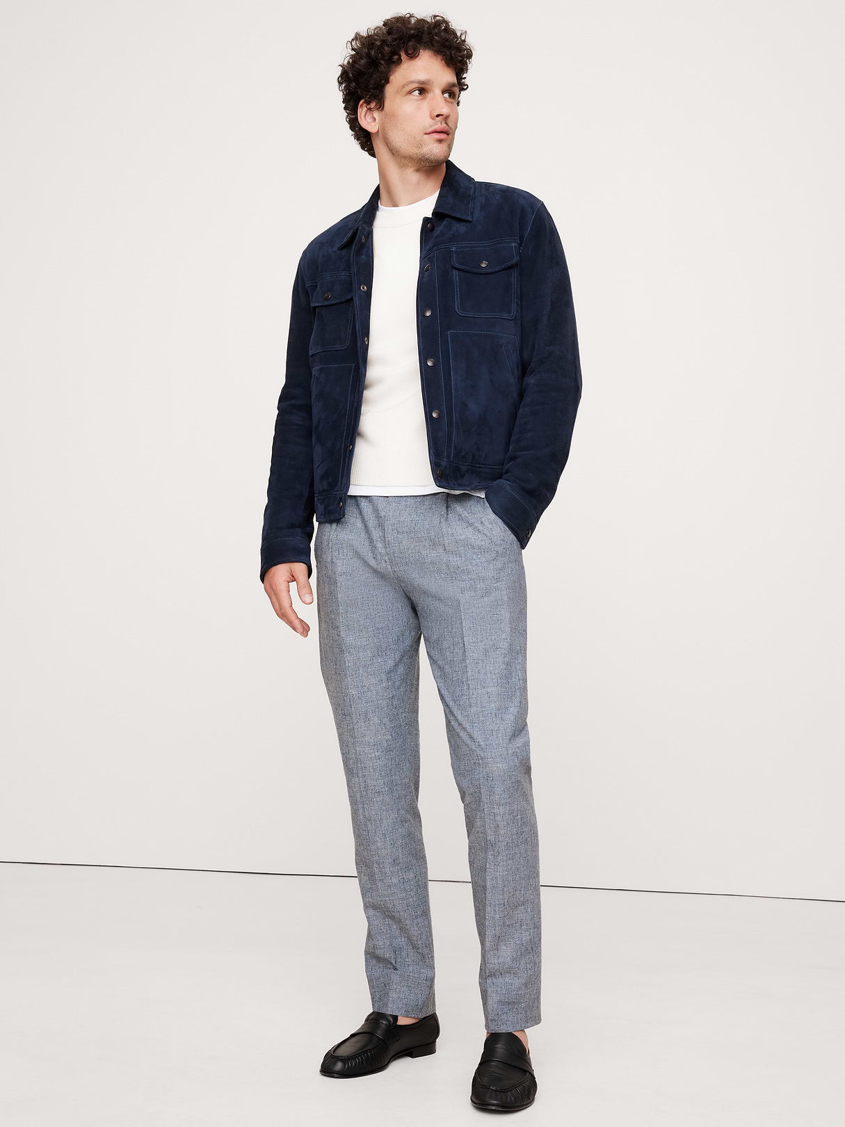 Cotton-Linen Suit Pant - Blue