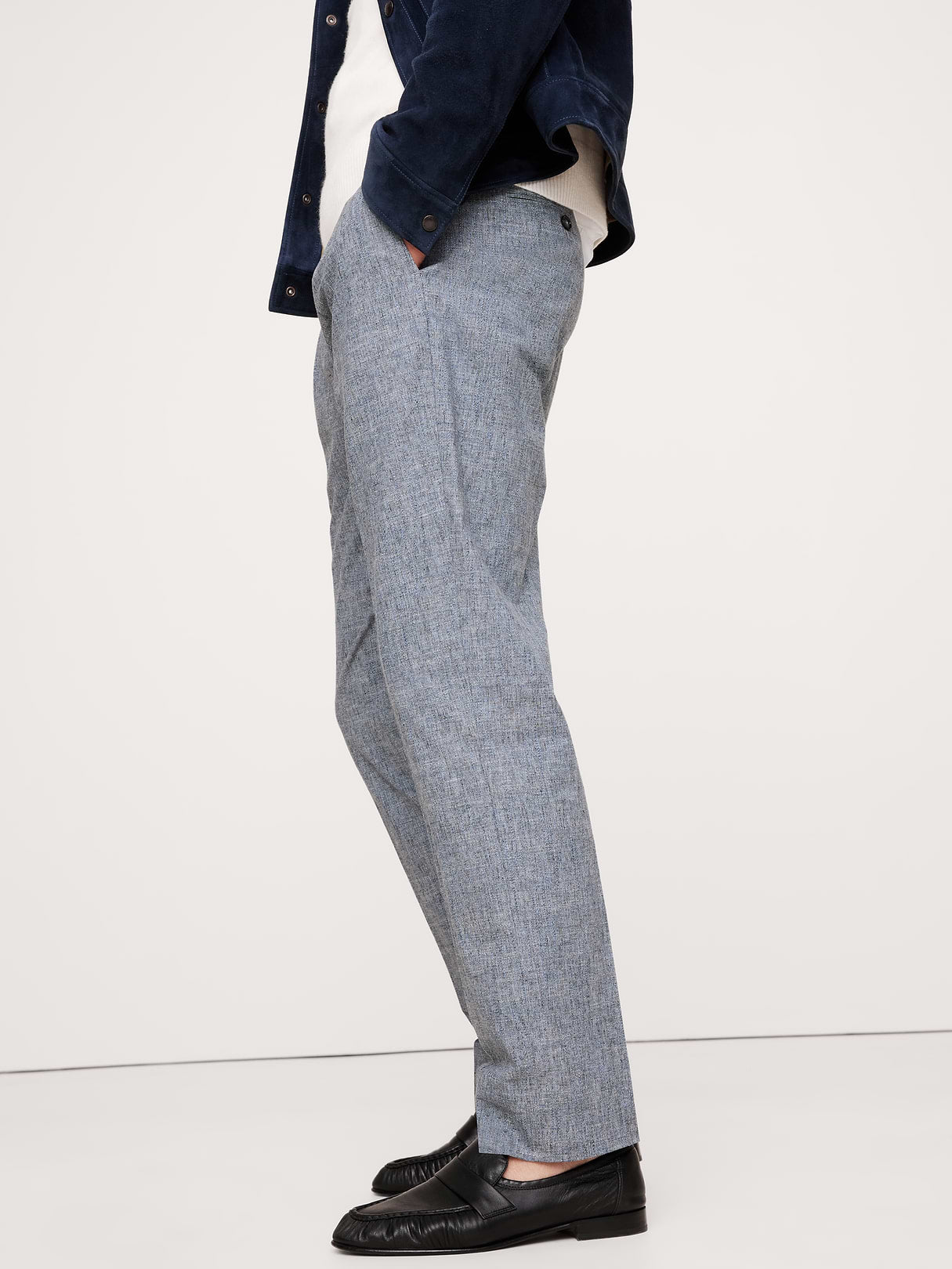 Cotton-Linen Suit Pant - Blue