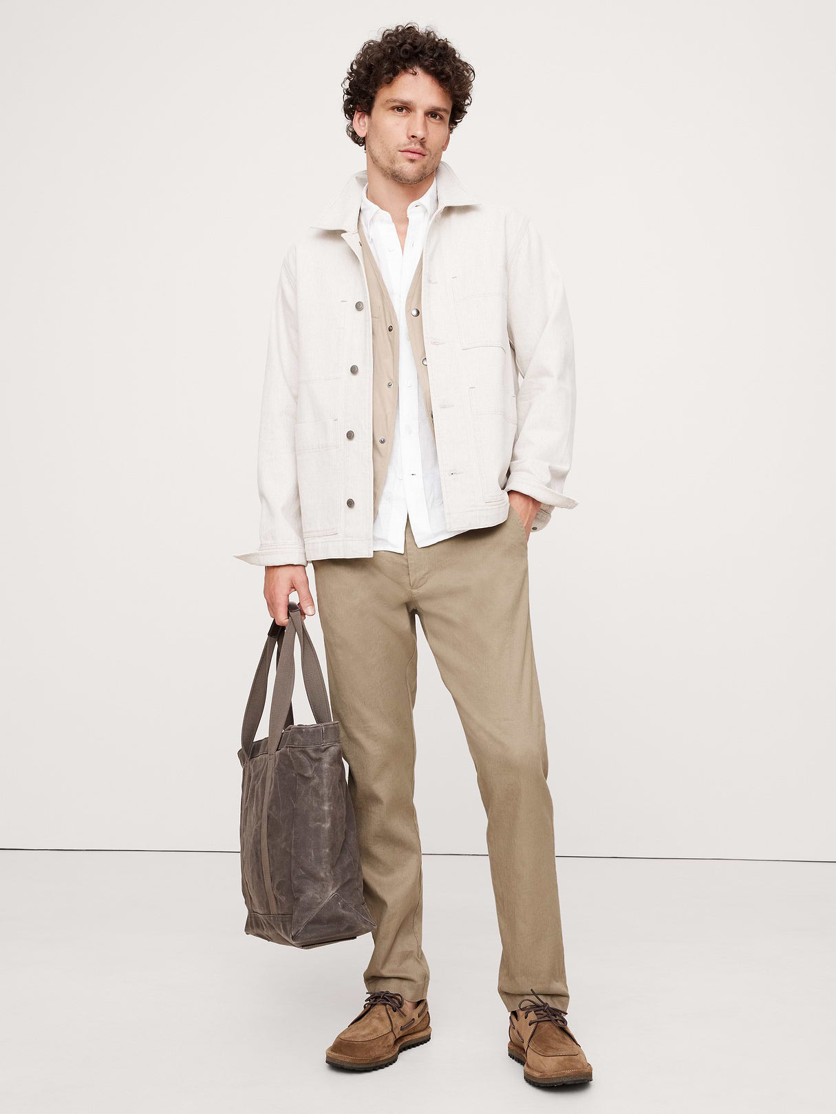 Athletic Slim Linen-Cotton Chino - Khaki Beige