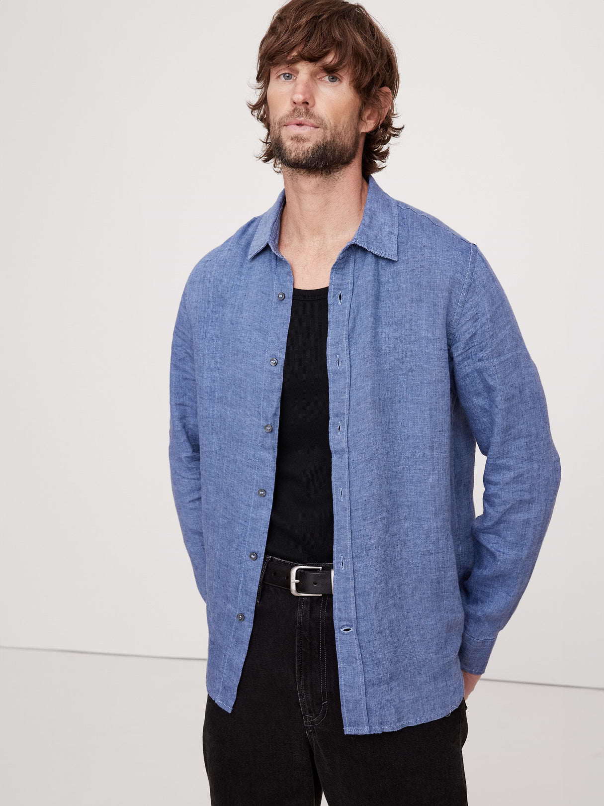 Slim-Fit Linen Shirt - Mariners Blue