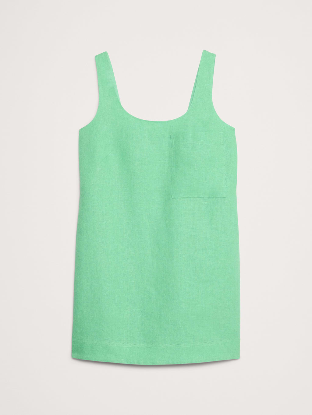 Linen Scoop-Neck Shift Dress - Katydid Green