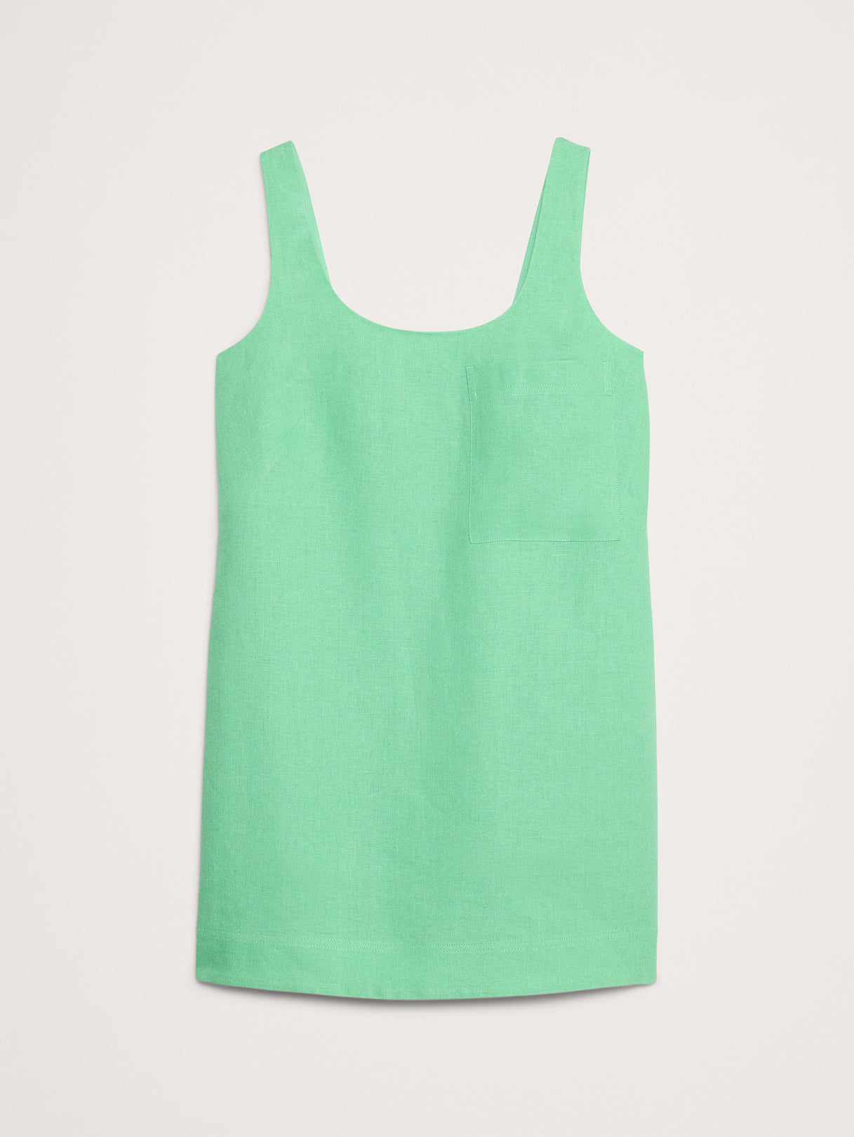 Linen Scoop-Neck Shift Dress - Katydid Green