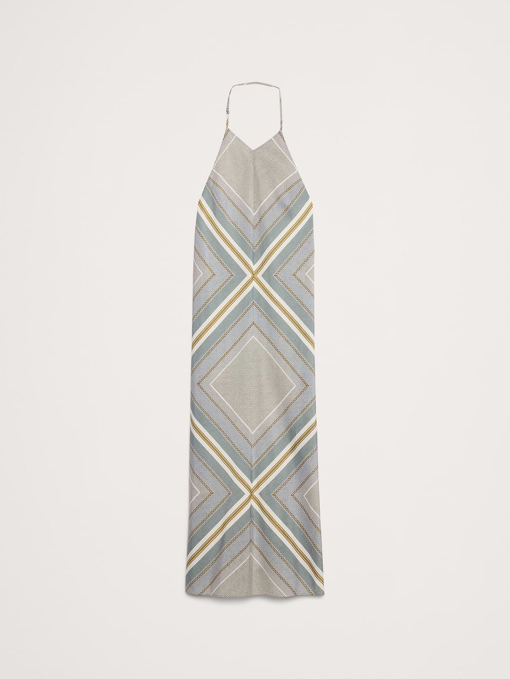 Cotton-Silk Halter Maxi Dress - Scarf Print