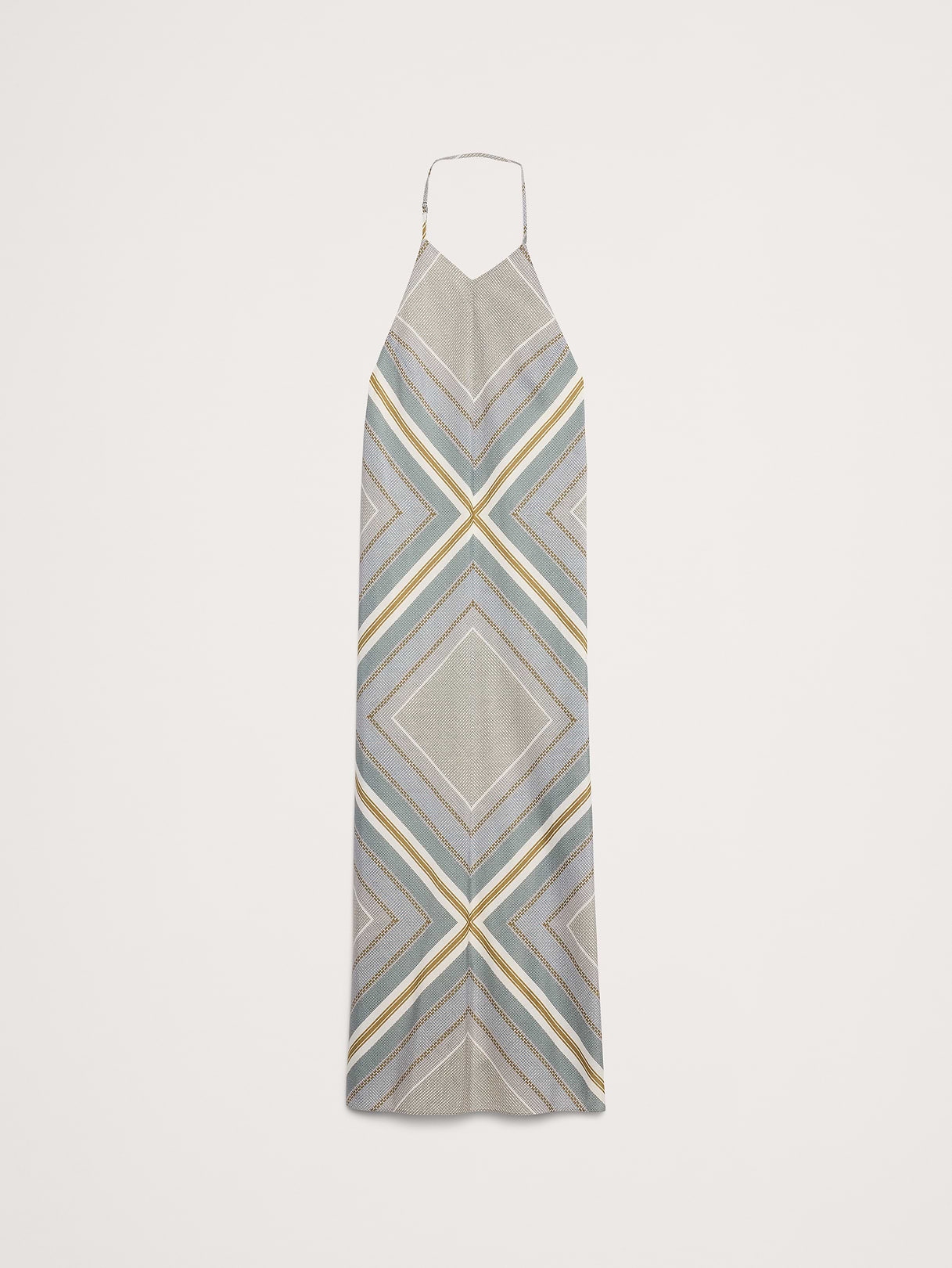Cotton-Silk Halter Maxi Dress - Scarf Print