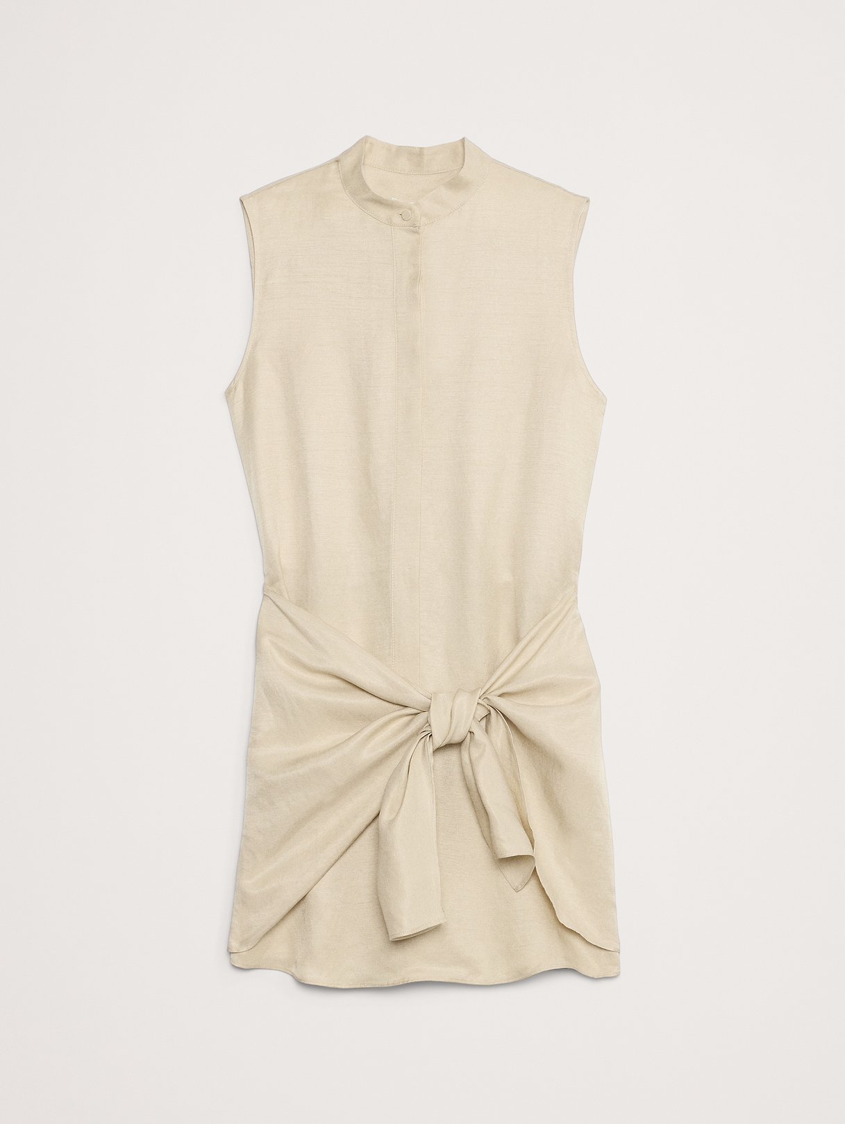 Viscose-Linen Twisted Shirt Dress - Natural Beige