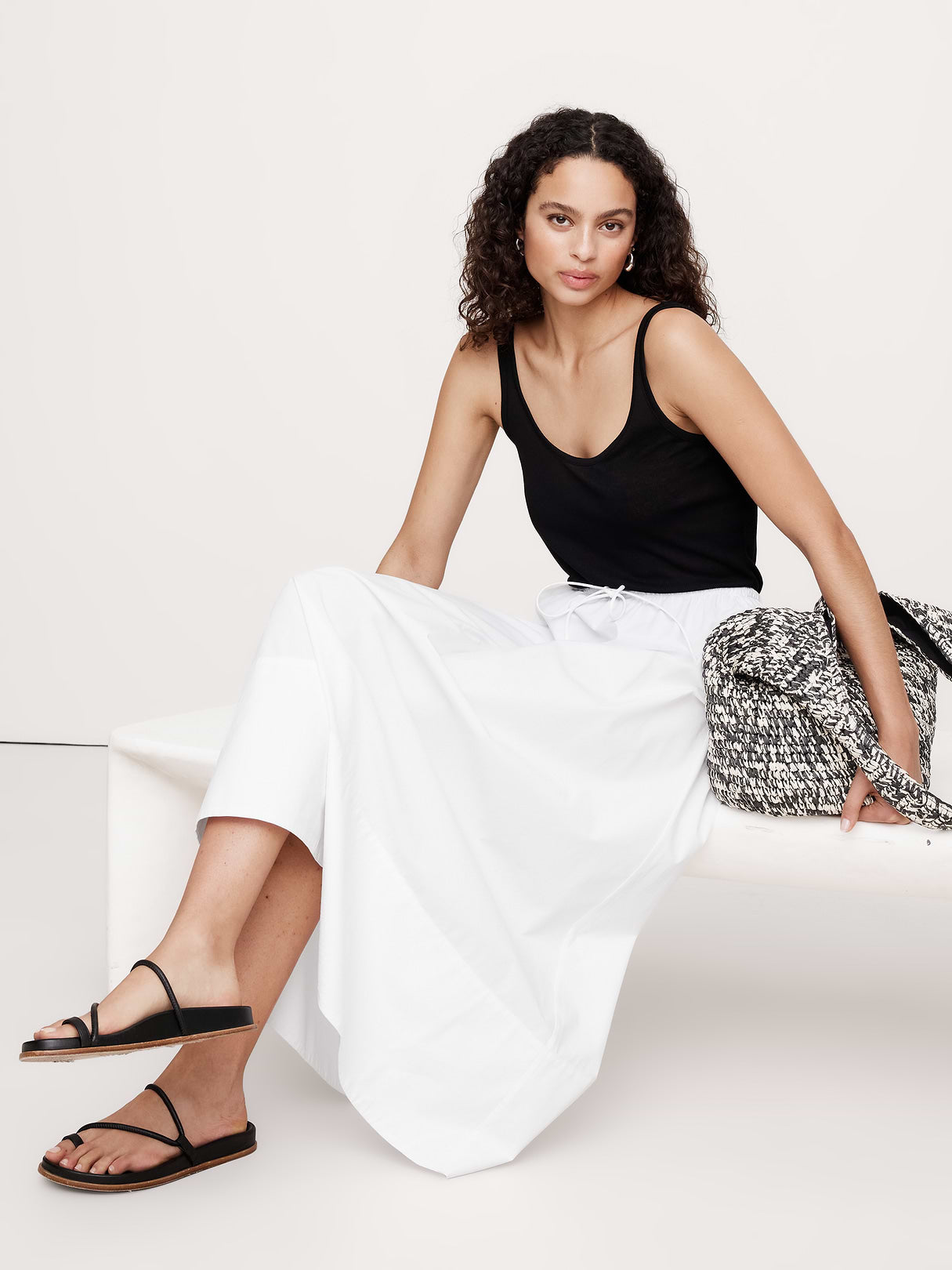 Cotton Poplin Maxi Skirt - White