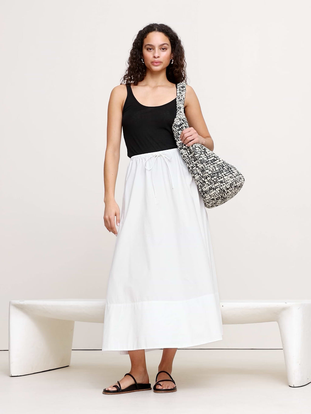 Cotton Poplin Maxi Skirt - White